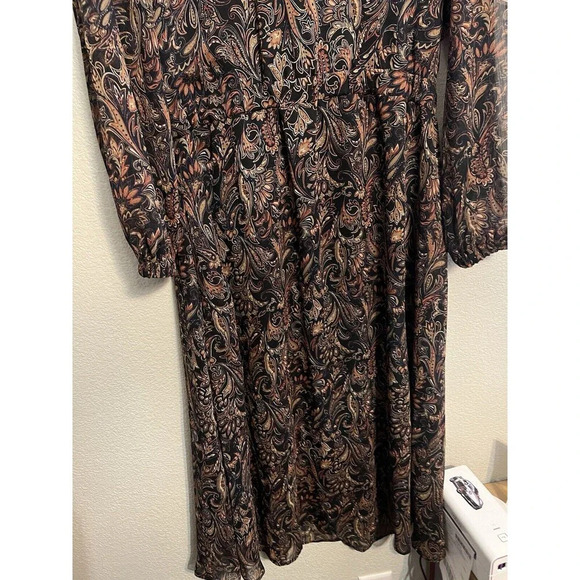 Evereve Eliza Paisley Dress Size Large Midi - Picture 3 of 7